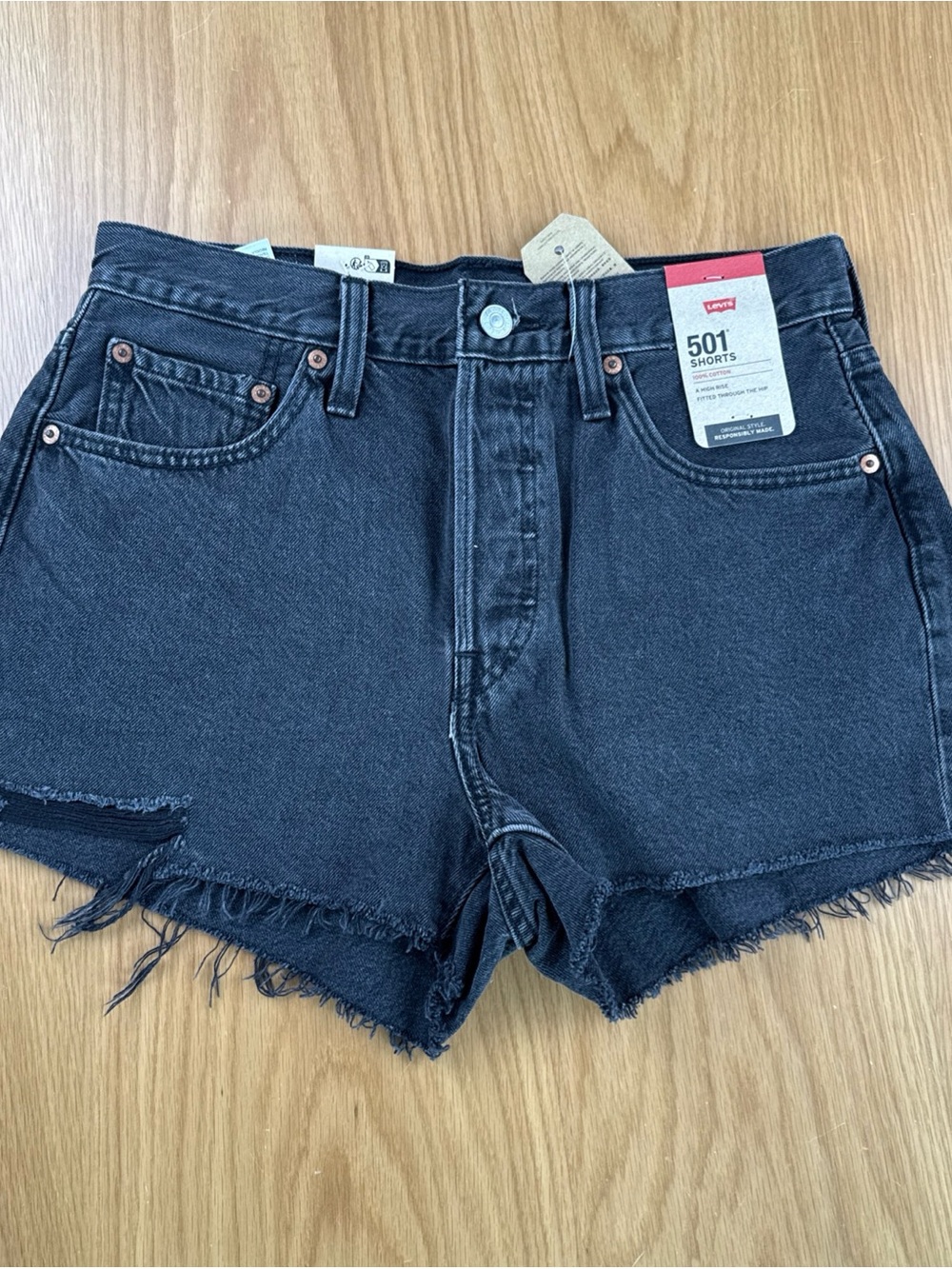 Levi's Women's 501 Original Shorts Lunar Black High Rise 100% Cotton 563270112